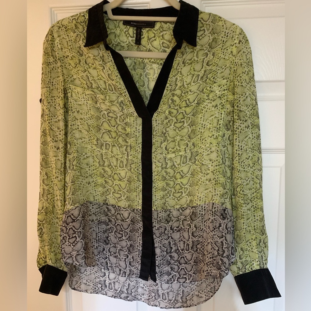Size extra small BCBG snakeskin print blouse
